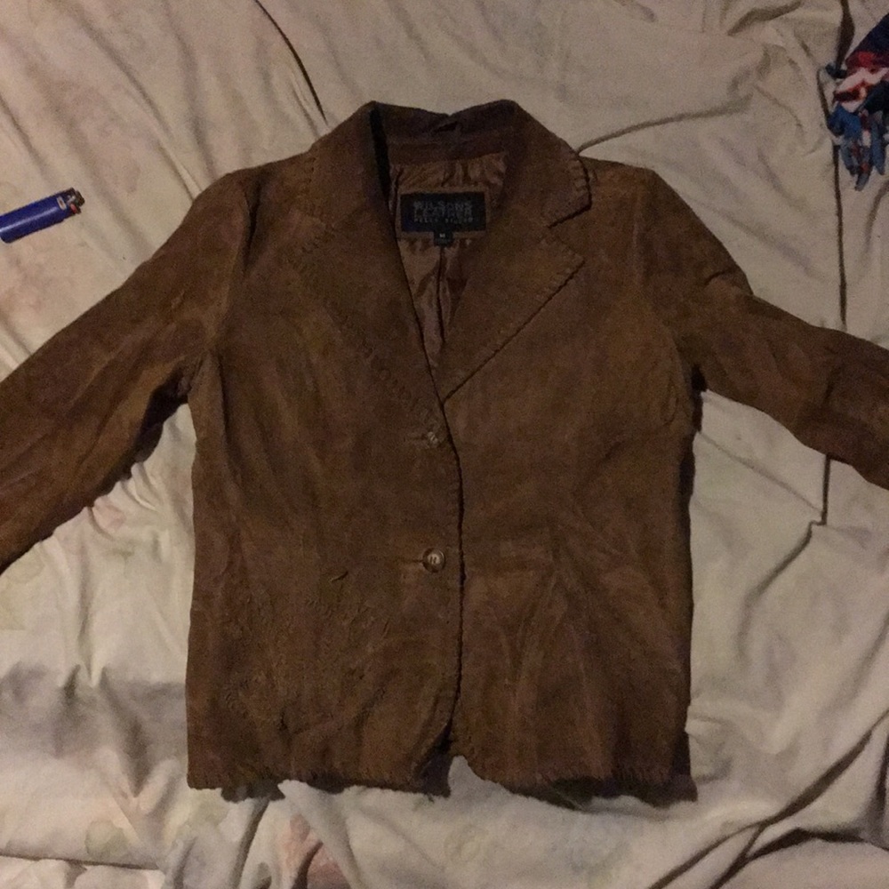 Brown leather jacket